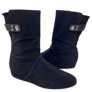 Stuart Weitzman Wedge Luxury Black Downpour Waterproof Boots Gore Tex Womens 8.5